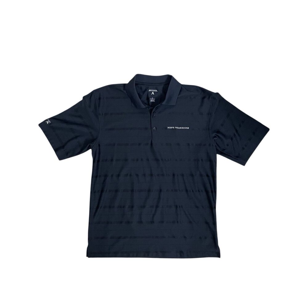 Antigua Polo Shirt Men’s L Navy Striped Golf Casual Short Sleeve